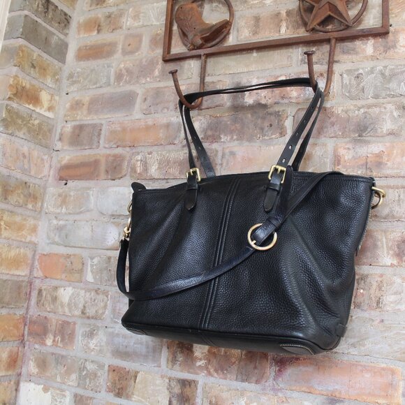 Cole Haan Pebbled Leather Large Bag Black w/Brushed Gold Hardware Lots of ROOM! - Picture 2 of 16